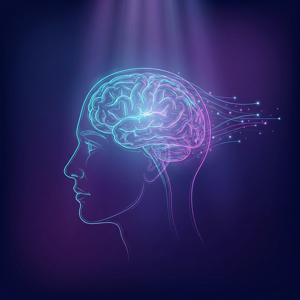 Illustration of a human brain in profile